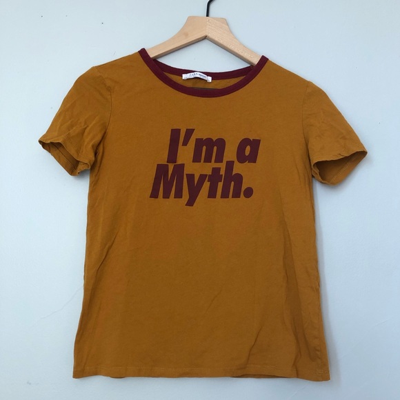 Zara Tops - Zara 100% Cotton Myth Slogan Ringer Tee